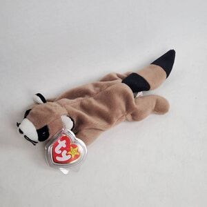 Vintage TY Beanie Baby Ringo the Raccoon Soft Stuffed Toy with Tag 8 inch Mint c